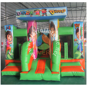 2017 Aier Dora inflatable bouncer combo with obstacles/hot sale inflatable jumping castle