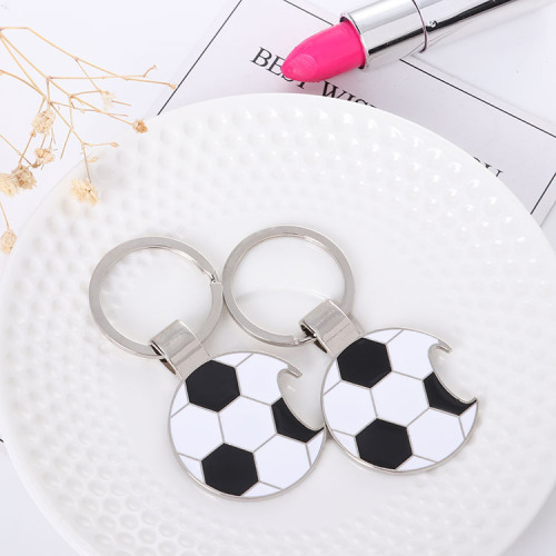 3D Football Metal Keychain with Spinning Football