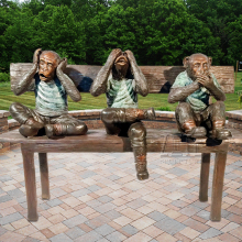 Outdoor Decorate Animal Sculpture Bronze Three Monkeys Statues