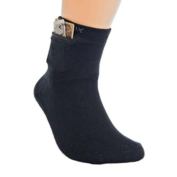 100% Cotton Ribbed Welt Comfortable Athletic Sports Socks with Zippered Pocket - Premium Quality Party Socks