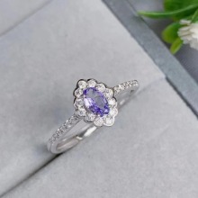 S925 Silver Natural Tanzanite Electric Blue Ring Jewelry