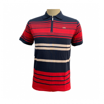 Men's knit yarn dyed stripe polo shirts