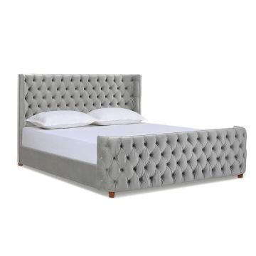 Wholesale Hotel Sleigh Beds Bedroom Furniture Wooden Upholstered Luxury King Size Double Bed