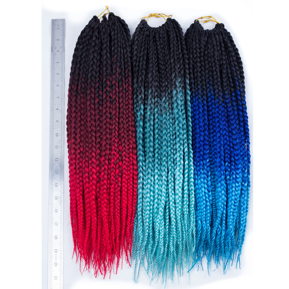 Hot sell 18inch 20Roots 110g Three Tone Ombre Braiding Hair Crochet Hair Extensions Synthetic Crochet Jumbo Box Braids