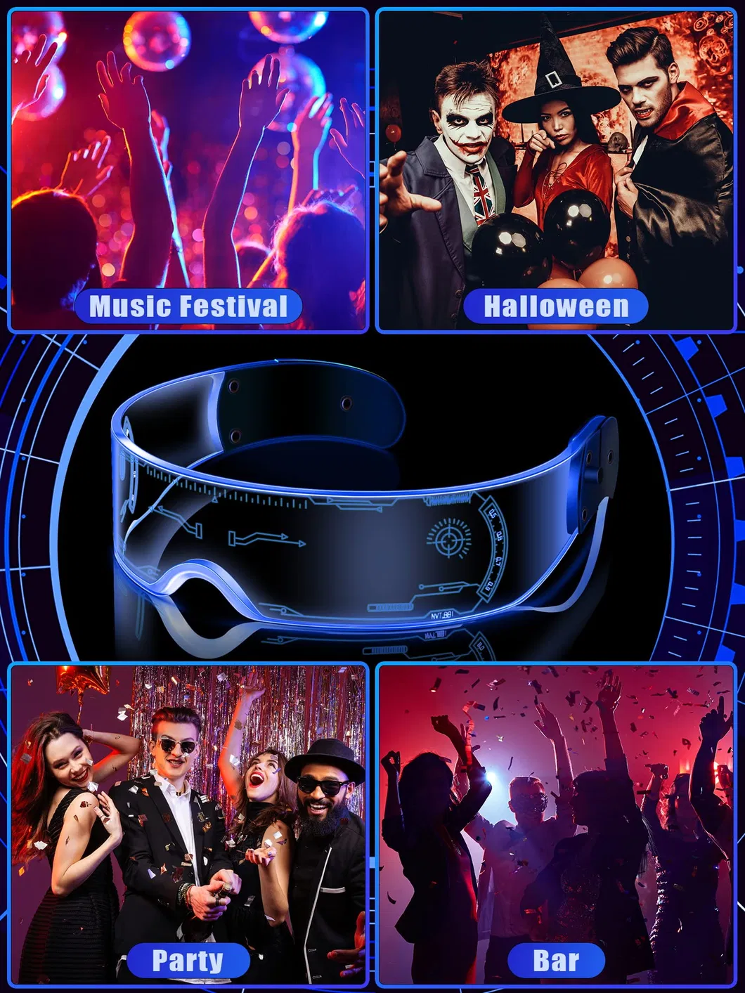 Colorful LED Night Vision Glasses High Definition Gradient Light up