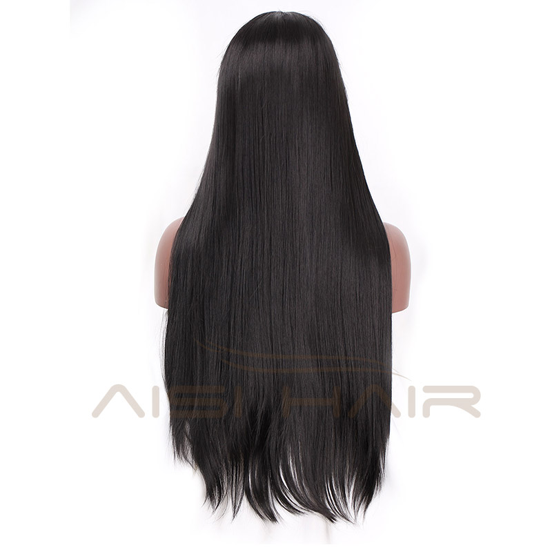Aisi Hair Wholesale Long Silky Straight Black Synthetic Lace Front Wigs With Baby Hair For Women Heat Resistant Fiber