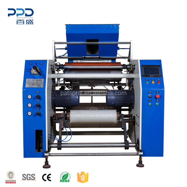 Auto plastic wrap rewinder 3 shaft coreless pe stretch film winding machine