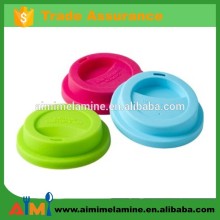 LFGB melamine cup with silicone band and lid