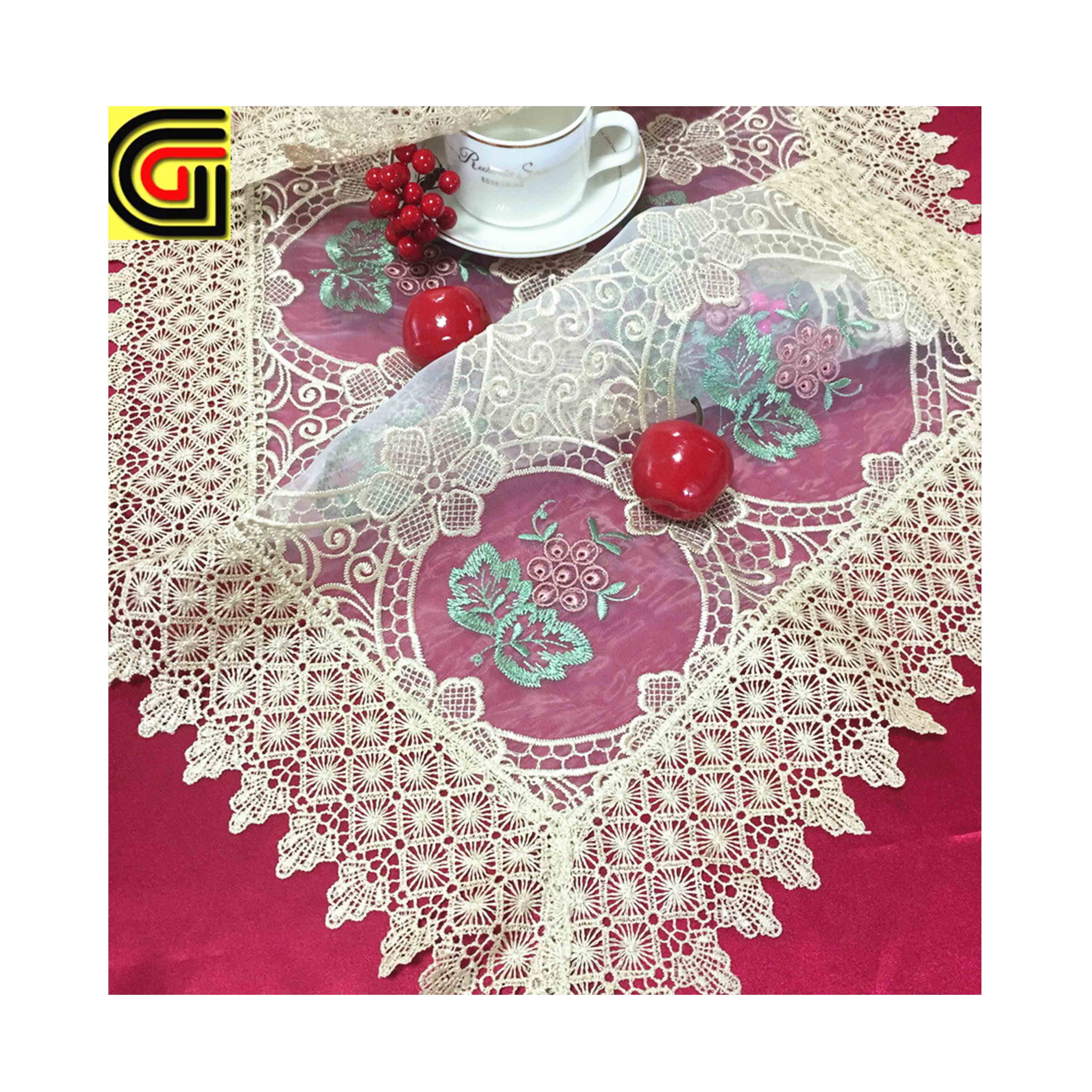 cetim de noiva embroidery flower organza table runner for wedding