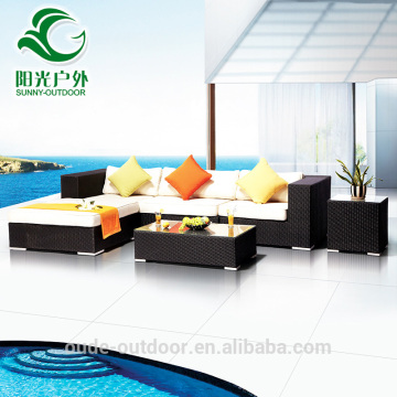 Factory manufacturer luxurious rattan sofa set with cushion and pillows