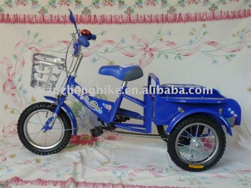 Kids Big Three Wheels Tricycle Blue Color Air Tyre With Basket