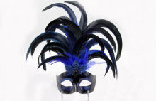Black And Blue Venetian Lace Masquerade Masks , Mens Masquerade Ball Masks