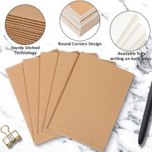 A5 Kraft Paper Notebook Journals Bulk Pack - Ruled Travel Subject Notebooks for Students
