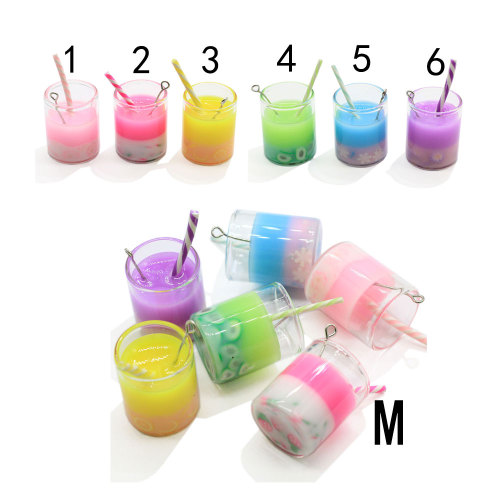 Hottest 3D Glass Fruit Slice Milk Tea Cup Art Decor Drink Bottle Decoration Crafts Keyring Ornament Accessories