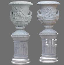 New Products hand carved natural marble flower pot