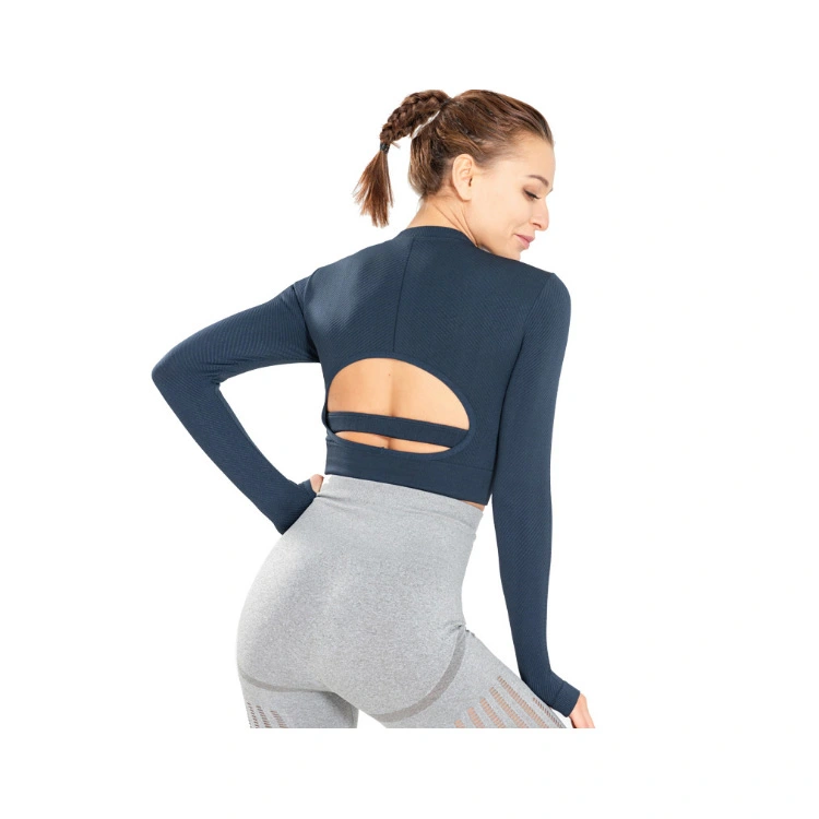 Wholesale Cheap Workout Gym Clothes Women Sport Yoga Tank Top Long Sleeve Fitness T Shirt