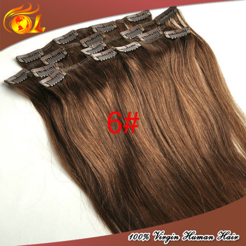 Hot sale girls love color fashion light color clip in virgin human hair extension