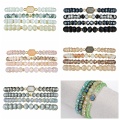 Bohemian Multi Layer Beaded Bracelets Versatile Stretch Strand Sparkly Crystal Beads Wrap Slip-on Cuff Bangle Set