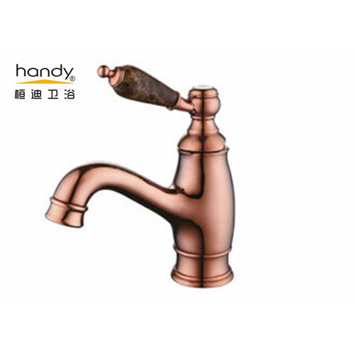 Rose Gold Jade Lever Basin Mixer Faucet