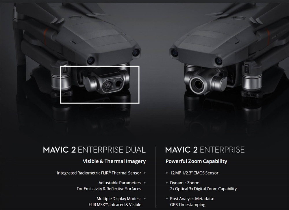 Industrial use DJI Mavic 2 ENTERPRISE Dual Drone with Zoom & Flir Thermal camera