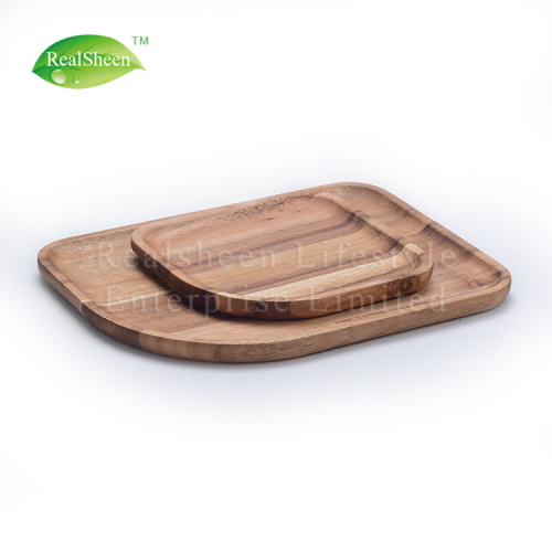 Set Of 2pcs Acacia Wood Serving Plate