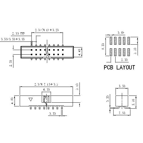 BHCM05 2.0mm Box Header SMT H=4.8mm