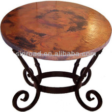 hammered round copper coffee table