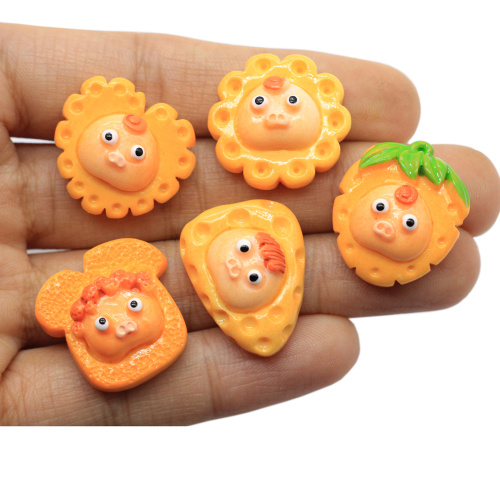 100pcs Kawaii Cartoon Flatback Cookies Biscuits en résine de fleur pour la décoration