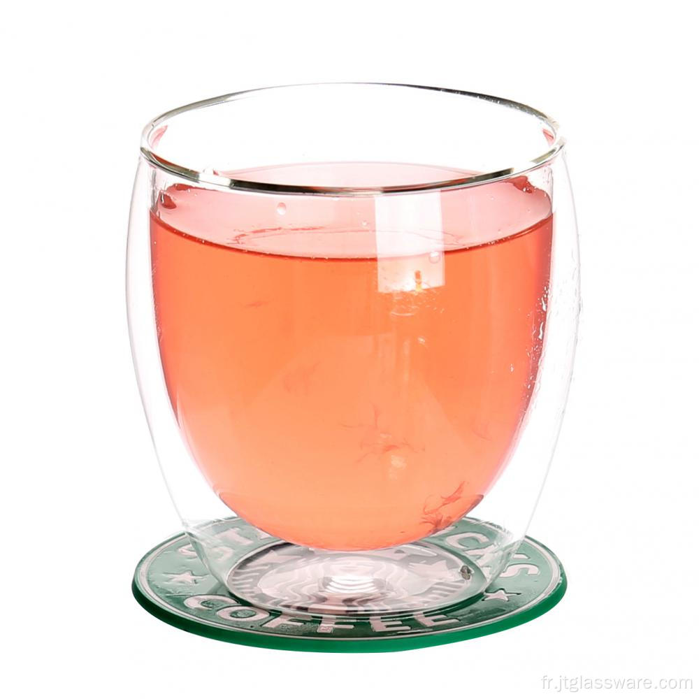 Tasses en verre thermique à double paroi pour le vin