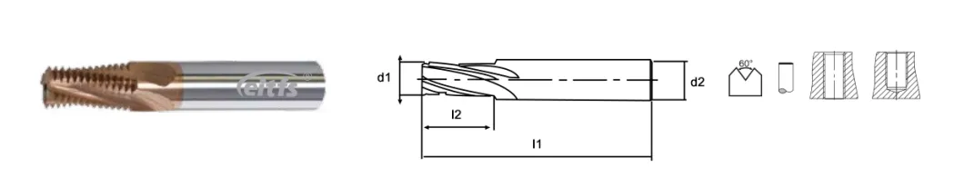 ISO Metric Size Carbide Thread Milling Cutter End Mill M3 M4 M5