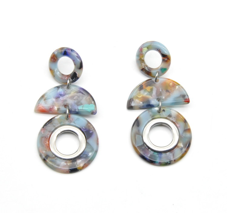 2021 round shape marble acetate elegant inspired earrings women
