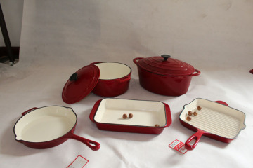7pcs Enameled Cast Iron Cookware Set for cooking