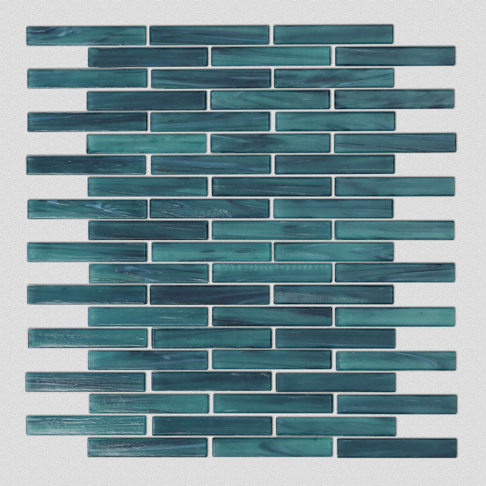 Strip Glass Malachite Green Mosaic Kitchen Backsplash Wall