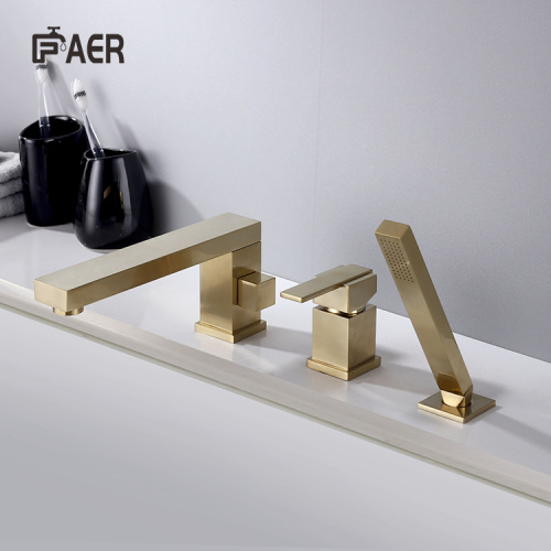 Brushed Gold 3 Hole Deck Mounted Basin Tap