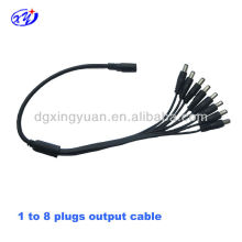 output power cord with male and female plug, 1 to 8 plugs