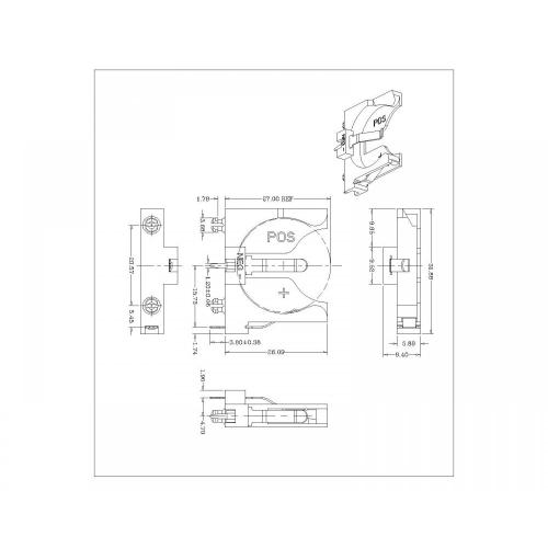 BT-S-SN-B-CR2450-068 Porta della cella di moneta per CR2450 DIP 180