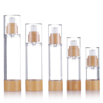 Empty Vacuum Bottle Airless Pump Lotion Bamboo Bottle