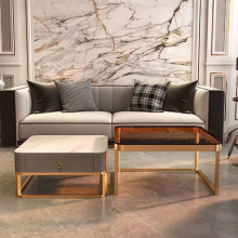 Luxury design golden living room table white paint