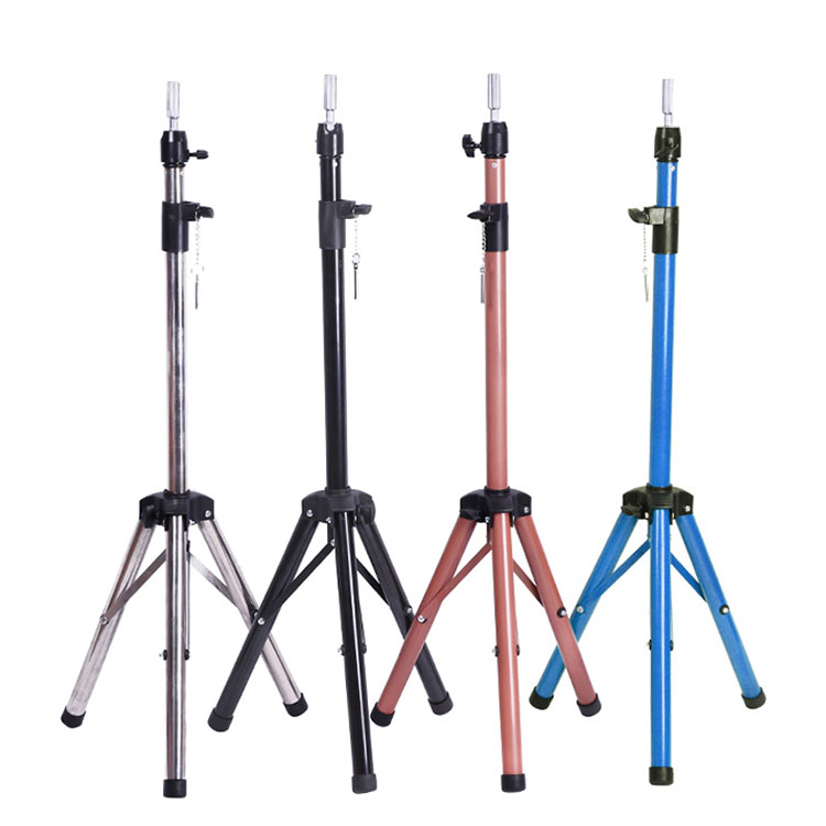 Wig Stand Holder Tripod Stand For Canvas Block Mannequin Head Adjustable For Wig Making Drying Styling Display With Pedals