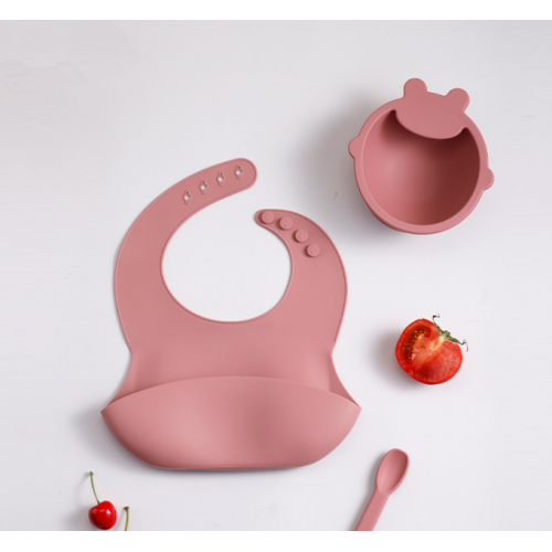 Kustom Silicone Baby Feeding Set Bib Sendok Bowl
