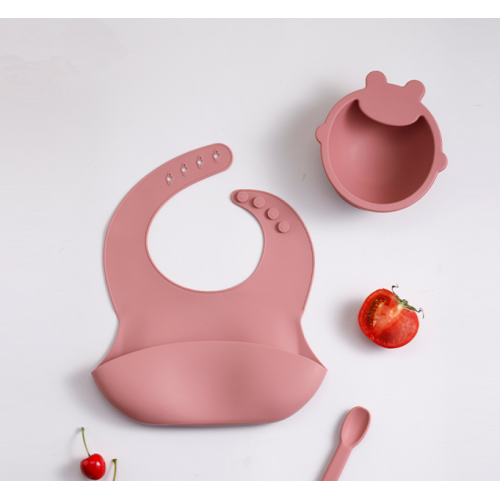 Bộ thức ăn cho bé bằng silicon tùy chỉnh Bib Spoon Bowl