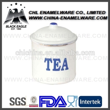White color metal enamel mug with enamel cover