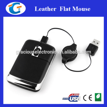 retractable usb cable leather computer mouse