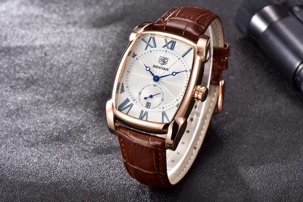 2019 Luxury Brand BENYAR 5114M Men Quartz Sports Watch Military Leather Square Watch Manufacturer