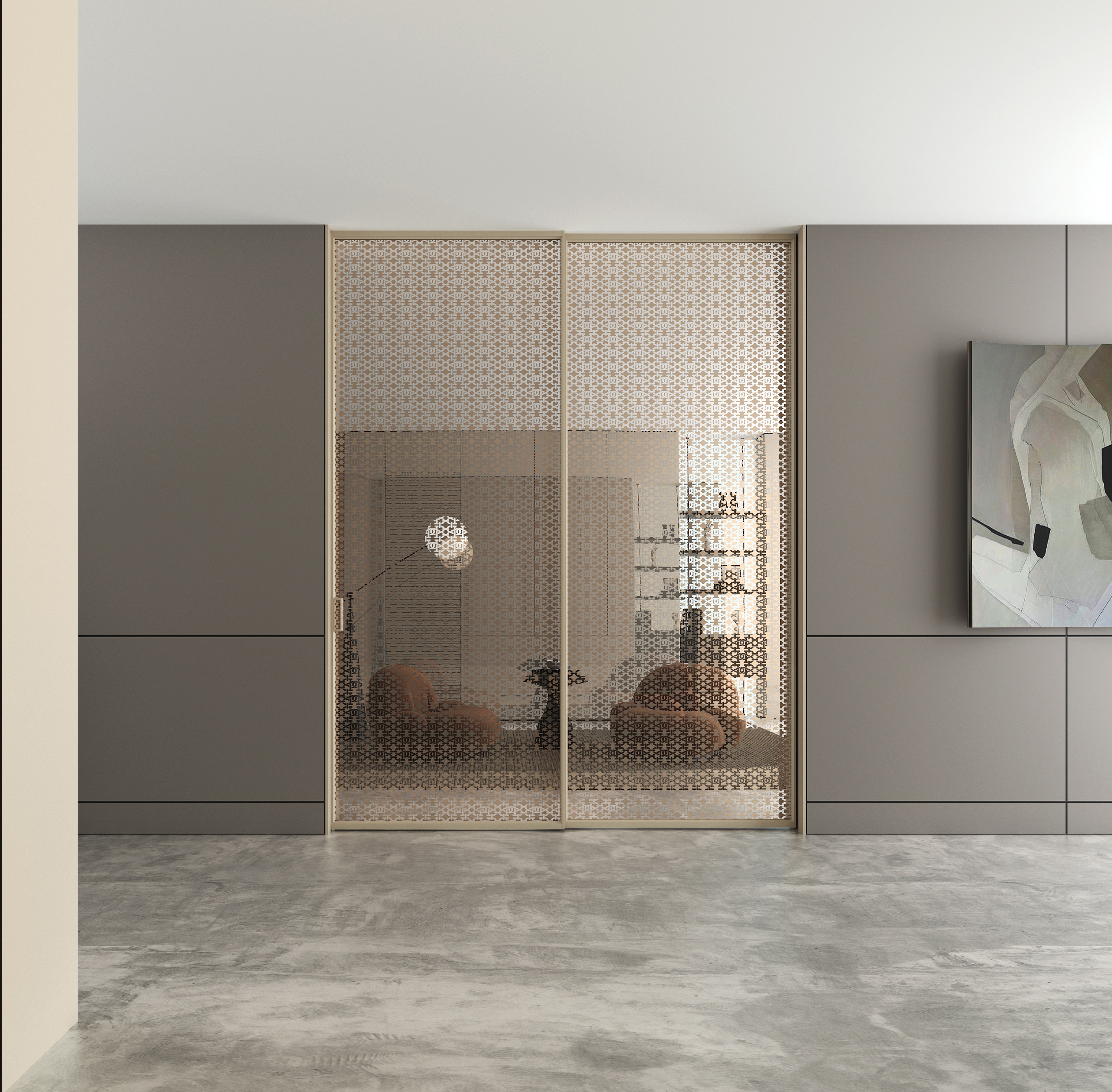 porta deslizante embutida em apartamento compacto