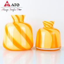 Yellow and White Stripes Vase Decorative vase