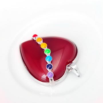 Seven Chakras Gemstone Red Carnelian Heart Pendant