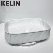 China Factory White Rectangular Marble Lavatory Cheap Countertop Wash Basin