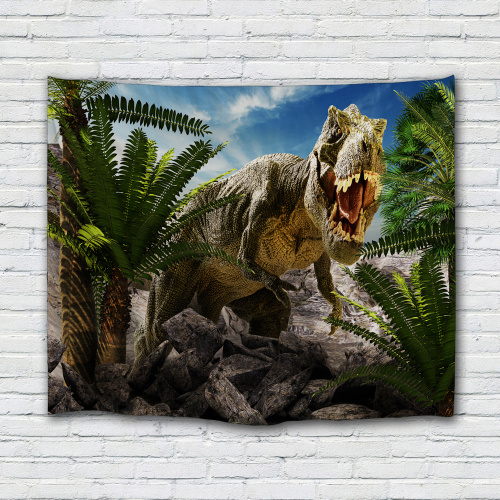 Dinosaur Tapestry Tyrannosaurus Wild Anicient Animals Wall Hanging Tropical Rain Forest Jungle Natural 3D Wall Blanket for Child