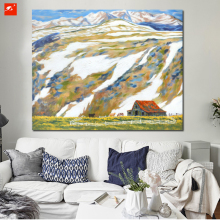 Snow Mountain Wall Picture Cartoon Countryside Canvas Print